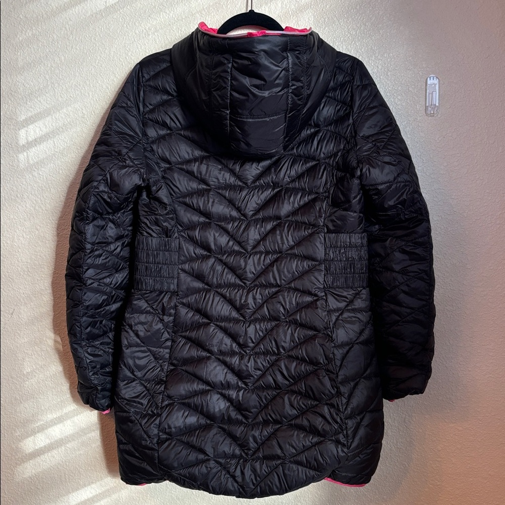 Betsey Johnson Black Puffer Jacket with Pink Trim - Picture 2 of 6